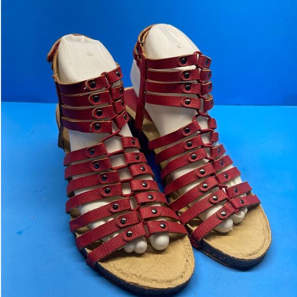 JBU by Jambu Womens 8.5 M SUGAR ENCORE Sandals Gladiator Red Heels - Picture 1 of 10